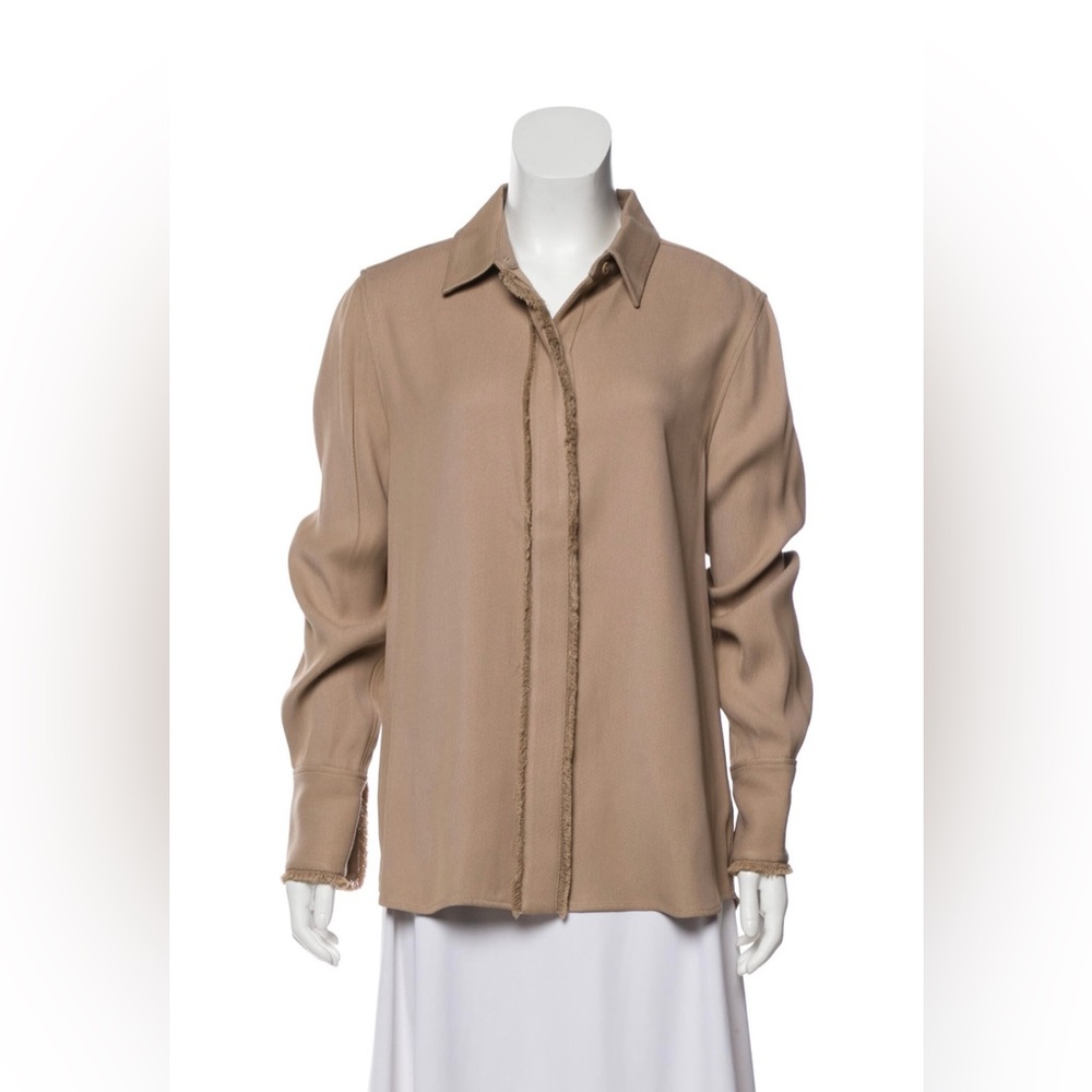 Equipment Button-Up, Raw-Edge Trim, Long Sleeve w/ Collar, Button Closure